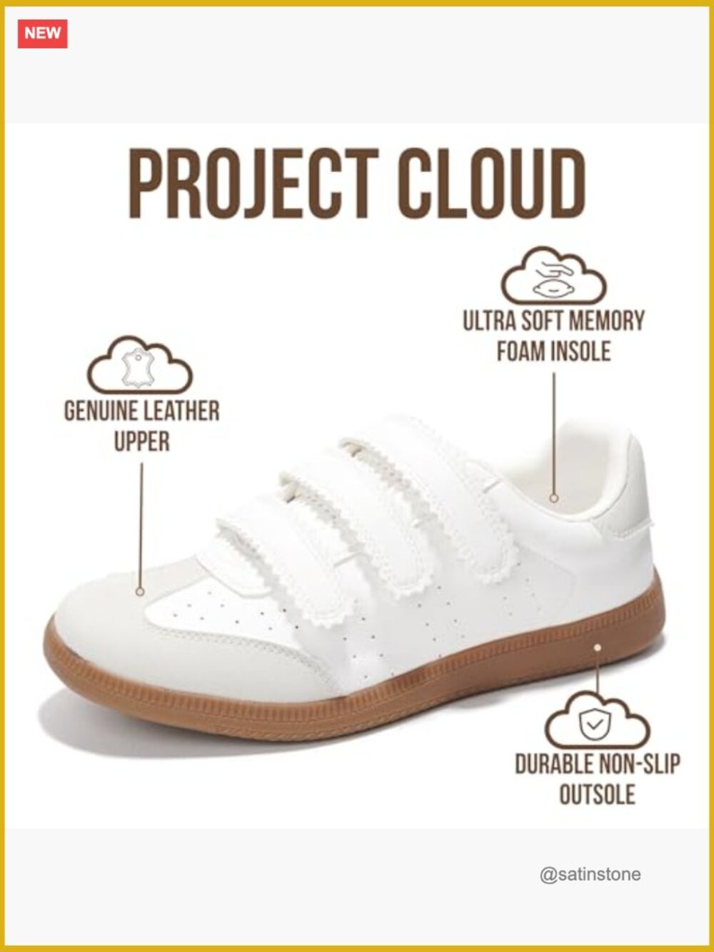 Women's Fashion Sneakers - Memory Foam Cushioned Non-Slip Hook & Loop Closure - Picture 3 of 6